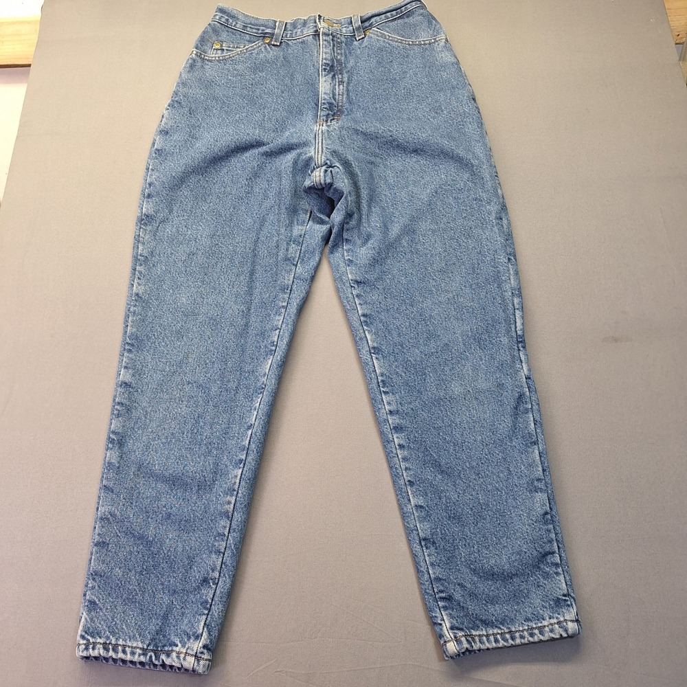 Vintage LL Bean Flannel Lined Jeans Womens 12 Reg Blue Denim Plaid Made in USA